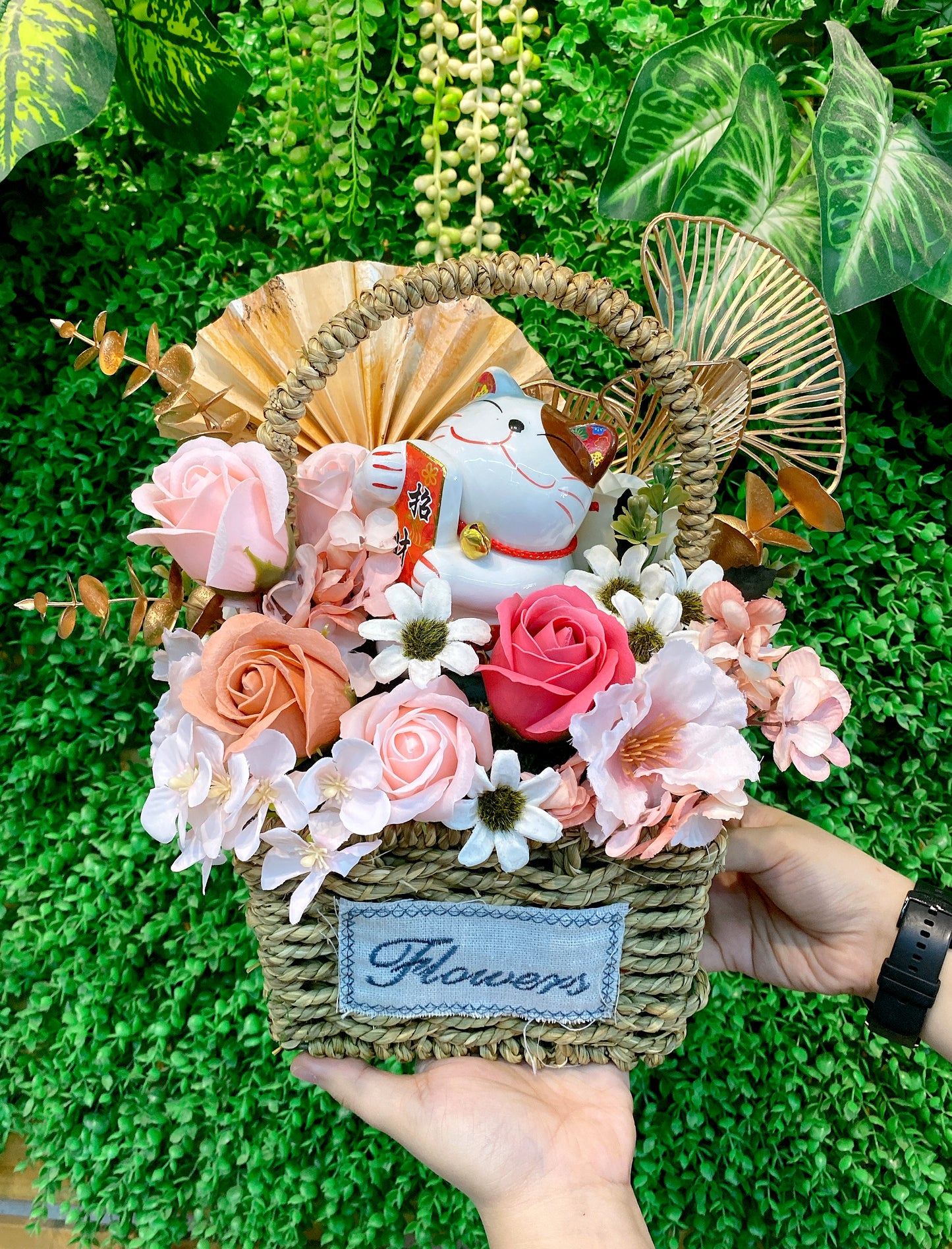 ARTIFICIAL FLOWER - Opening Rattan Basket 005 (RM 120.00)