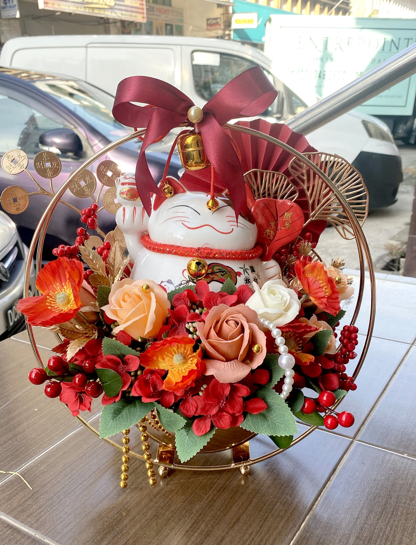 AF Opening Gold Metal Stand - GIANT FORTUNE CAT 020 (RM 200.00)