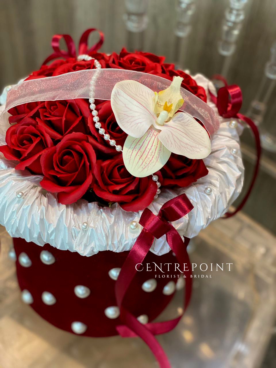 Pearly Soap flowers in velvet box (RM 220.00)