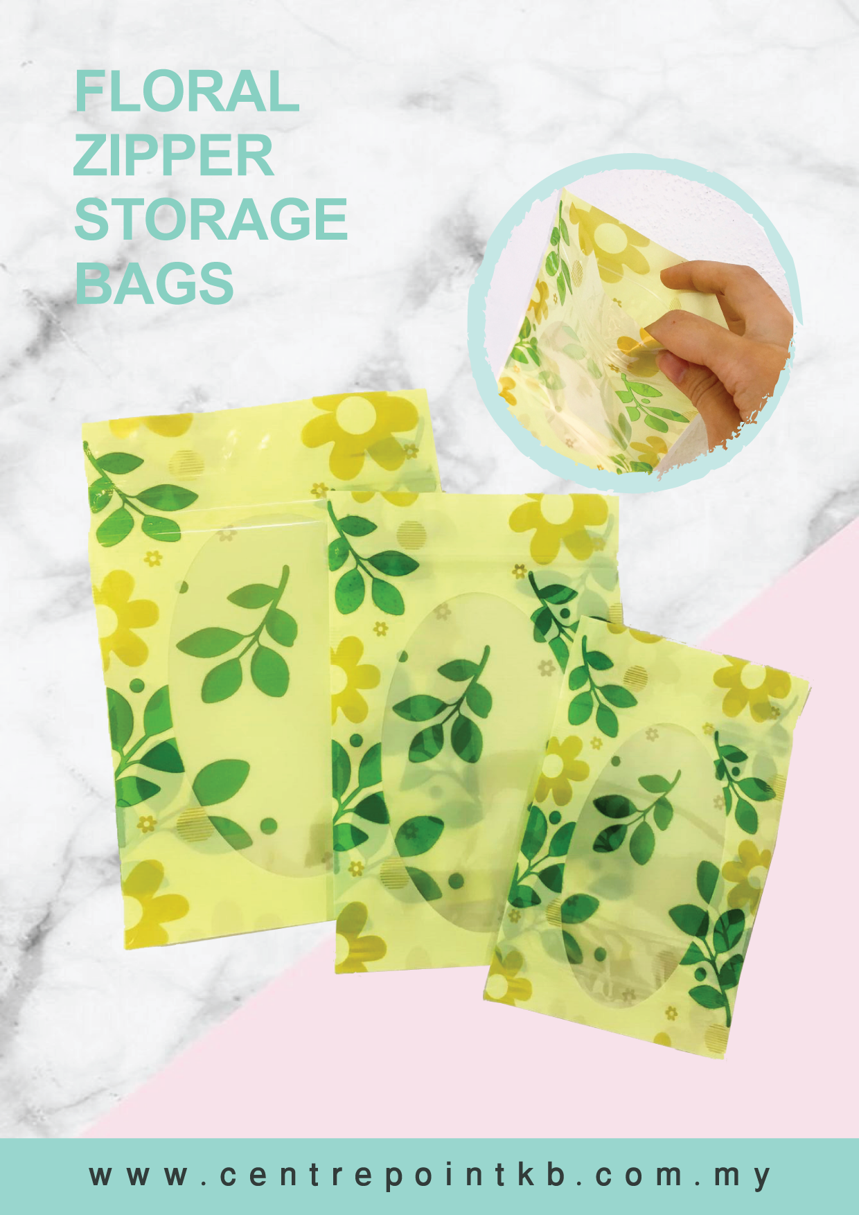 Floral Zipper Storage Bags (10 pcs / pkt)