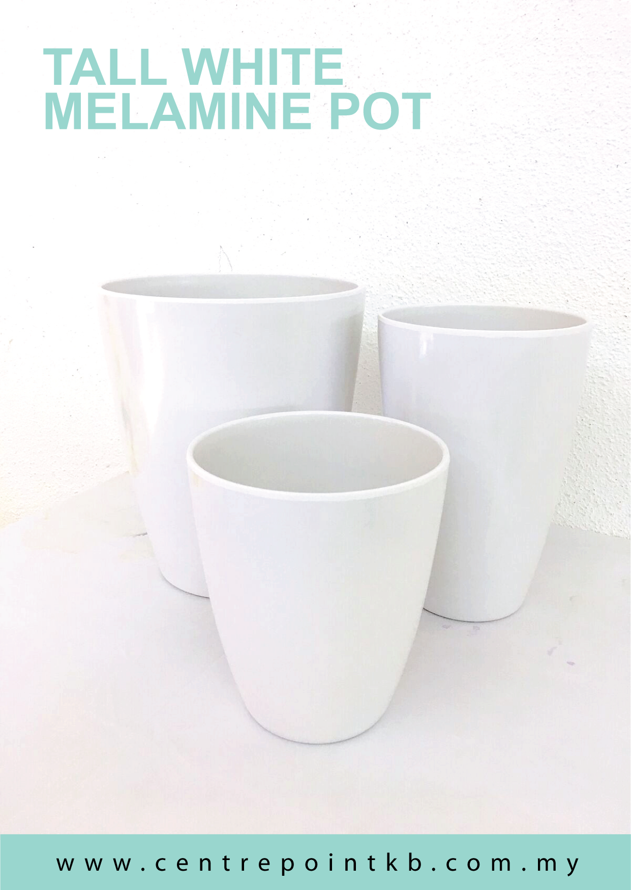 Tall White Melamine Pot (Pieces)
