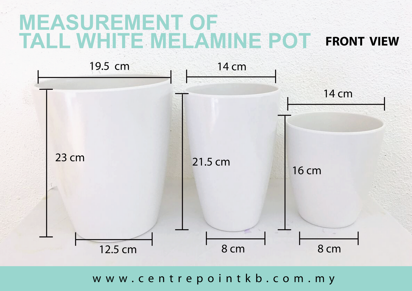 Tall White Melamine Pot (Pieces)